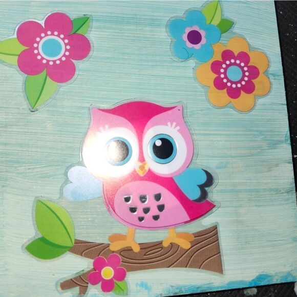 Handmade Owl spring summer floral wall decor - Picture 1 of 2